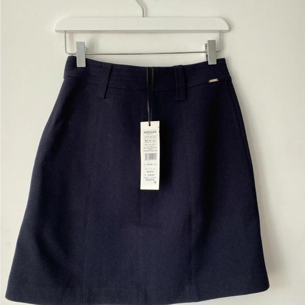 Morgan Dark Blue Mini Button Down Skirt Size 6 UK RRP £52 Front Pockets - Picture 3 of 6